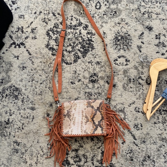 Naughty Monkey Snakeskin & Suede Fringe Crossbody - Picture 6 of 6